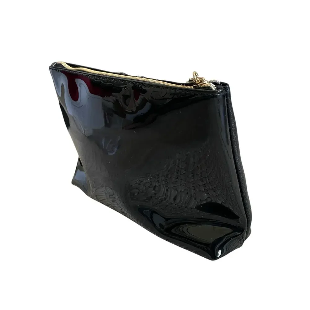 Yves Saint Laurent YSL Beaute Makeup Bag Travel Pouch Black Patent Clutch NEW